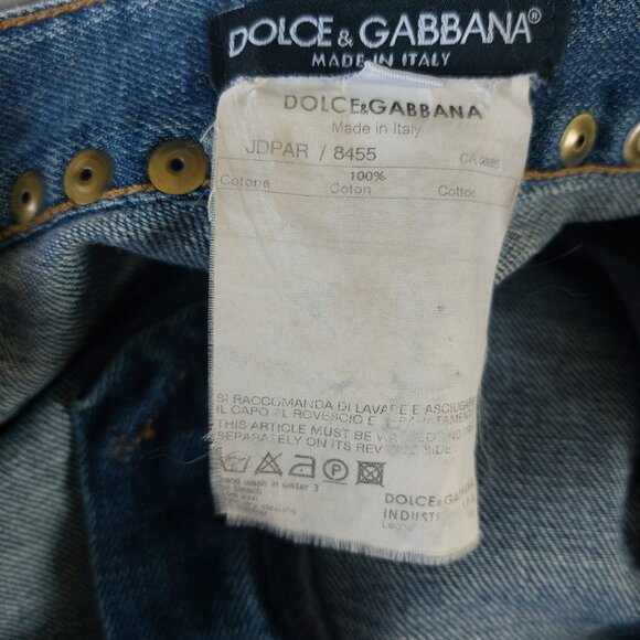 Dolce & Gabbana Vintage Y2K Jeans 42 Bootcut Flare Low Rise Embroidery Studs - Picture 6 of 16